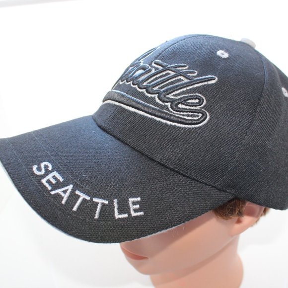 SNCO Seattle Black/Gray Adjustable Hat Cap - Picture 1 of 7